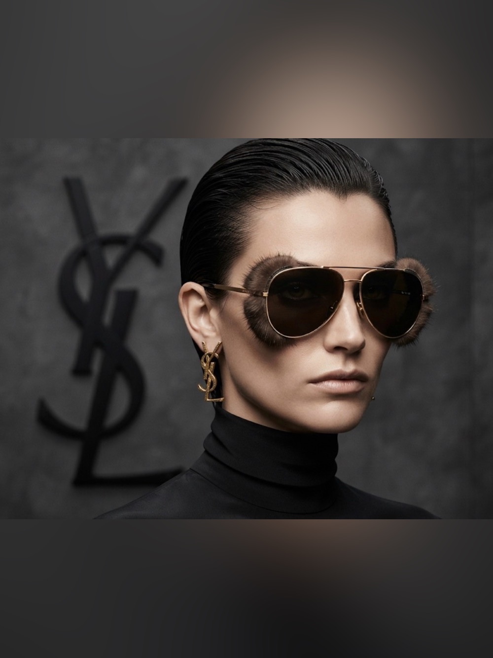 New Authentic SAINT LAURENT luxury designer pilot aviator fur shield sunglasses